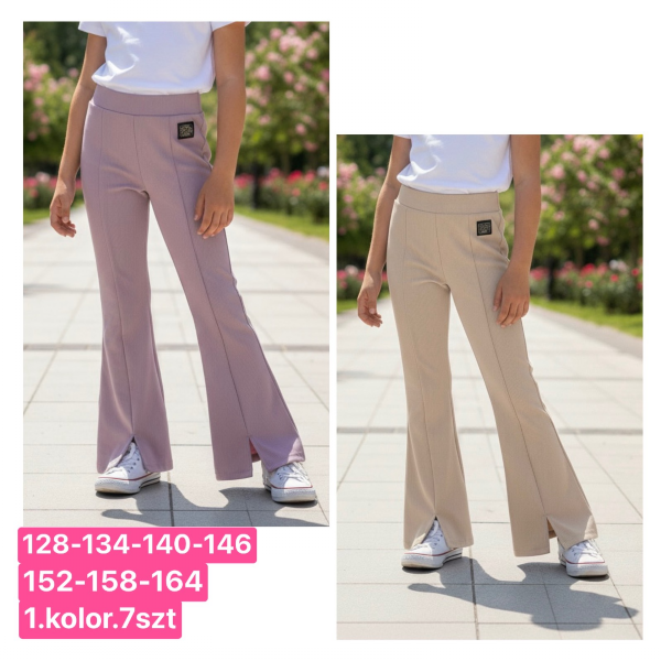 Spodnie dziewczęce Roz 128-164, 1 kolor Paczka 7 szt 1