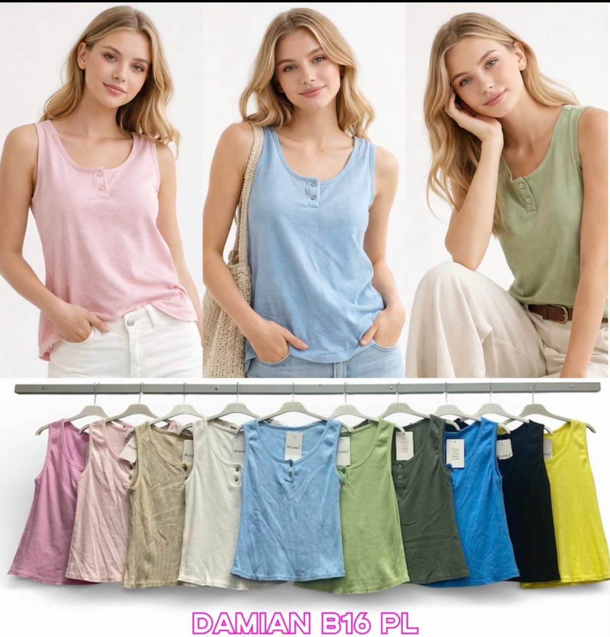 Bluzy damskie (Włoskie produkt) Roz Standard, Mix Kolor Paczka 5 szt 1