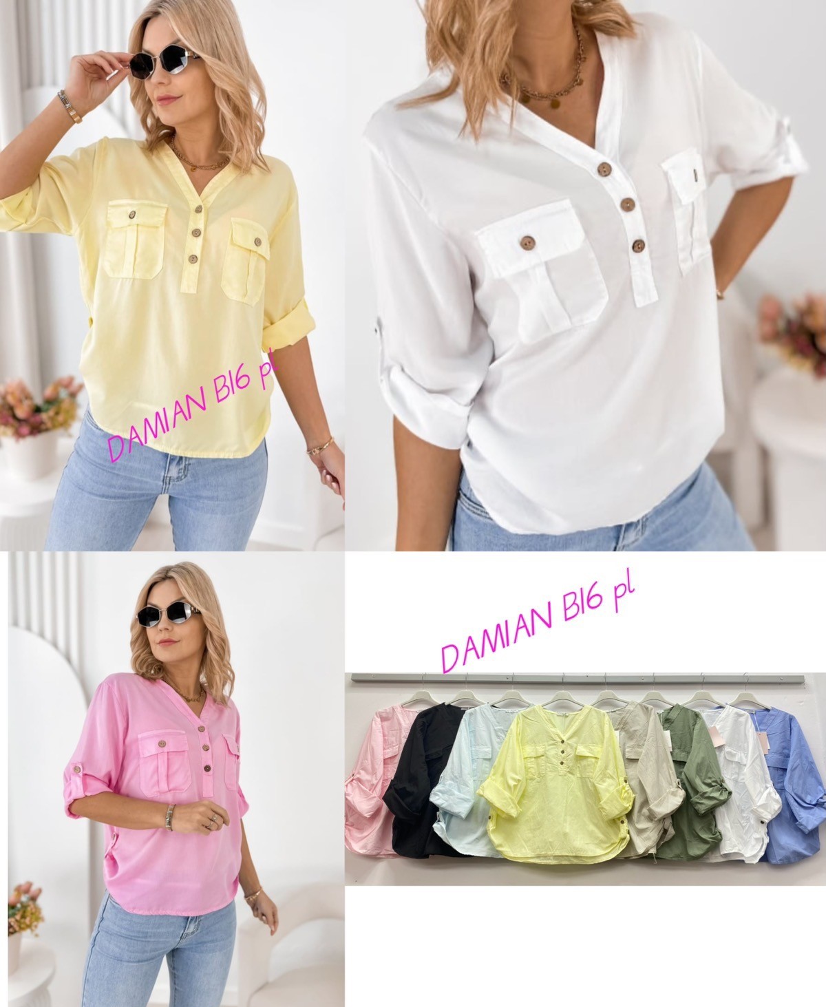 Bluzy damskie (Włoskie produkt) Roz Standard, Mix Kolor Paczka 5 szt 1