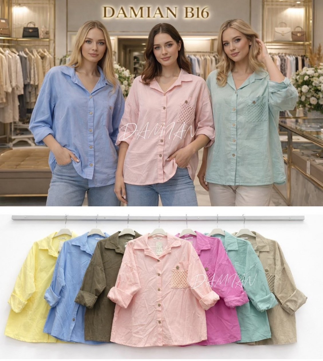 Bluzy damskie (Włoskie produkt) Roz Standard, Mix Kolor Paczka 5 szt 1