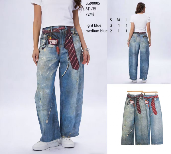 Spodnie damskie jeansy Roz S-M-L, 1 Kolor Paczka 8 szt