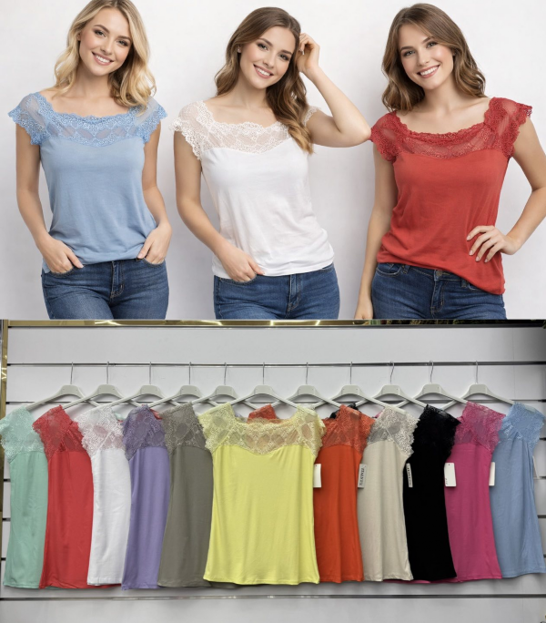 Bluzki damskie (Włoskie produkt) Roz Standard, Mix Kolor Paczka 5 szt