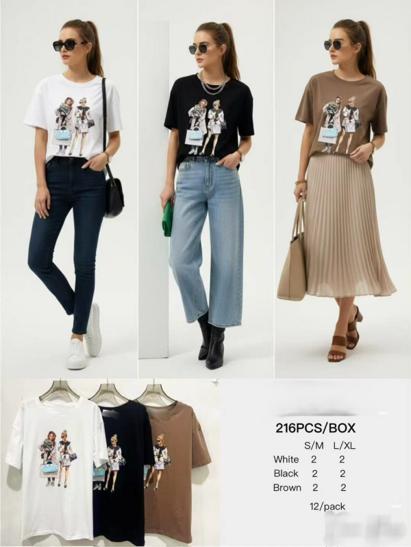 Bluzki damskie Roz S/M-L/XL, Mix Kolor Paczka 12 szt