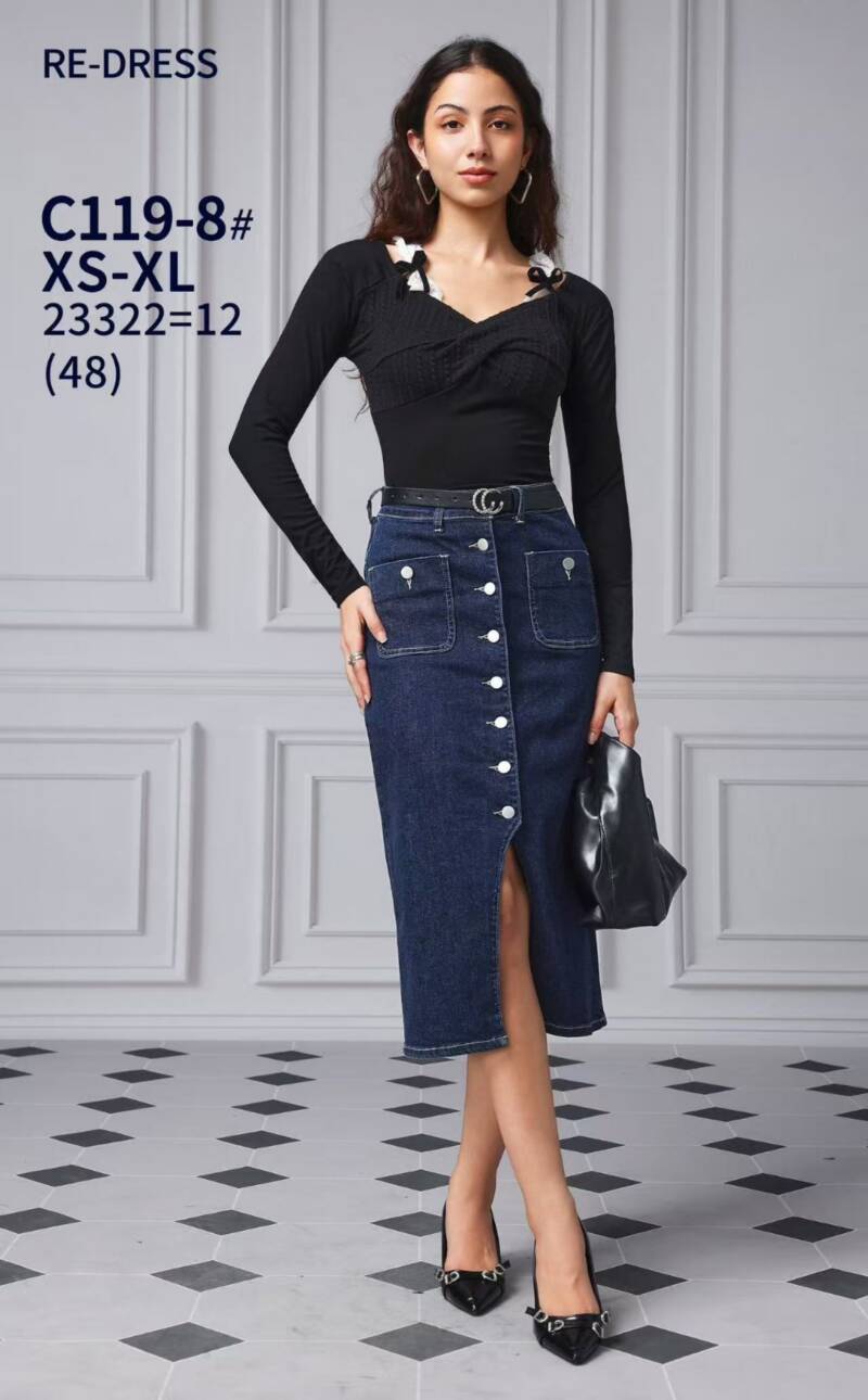 Spódnice jeansy meskie Roz XS-XL, 1 Kolor .Paczka 12 szt