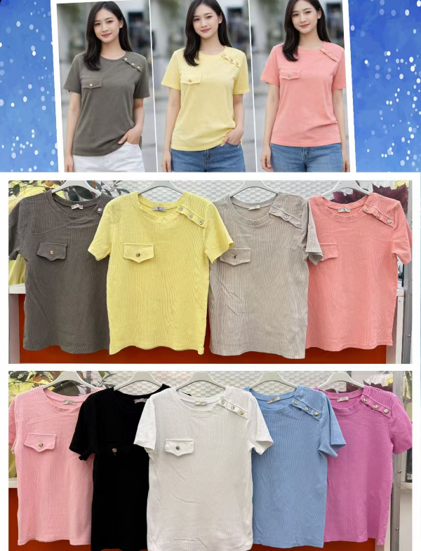 Bluzki damskie (Włoskie produkt) Roz Standard, Mix Kolor Paczka 5 szt