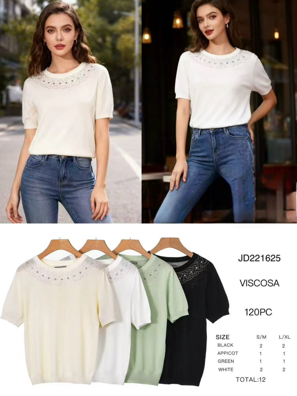  Bluzki damskie Roz S/M-L/XL , Mix Kolor .Paczka 12 szt