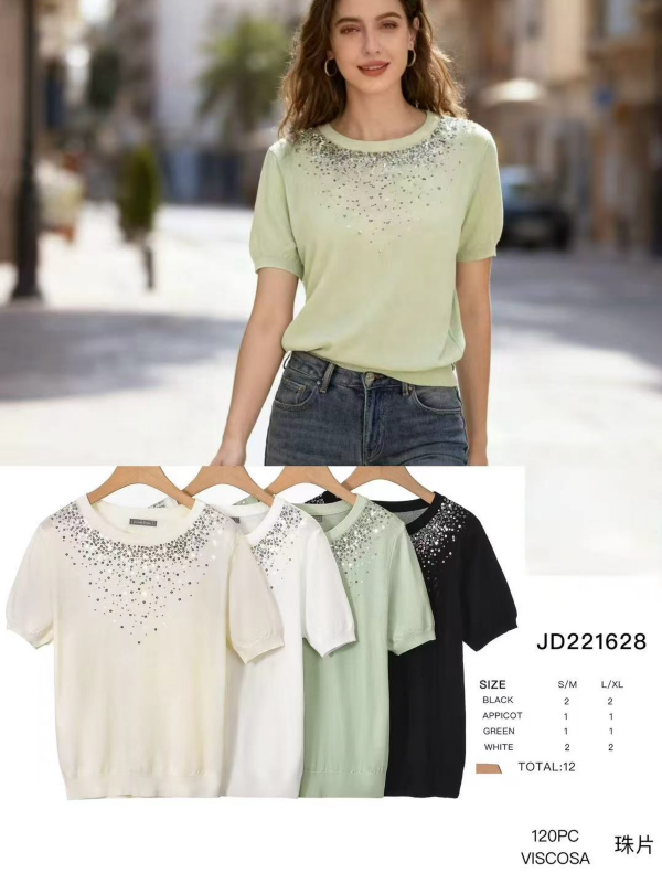  Bluzki damskie Roz S/M-L/XL , Mix Kolor .Paczka 12 szt