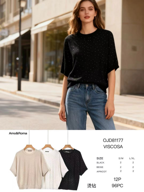  Bluzki damskie Roz S/M-L/XL , Mix Kolor .Paczka 12 szt