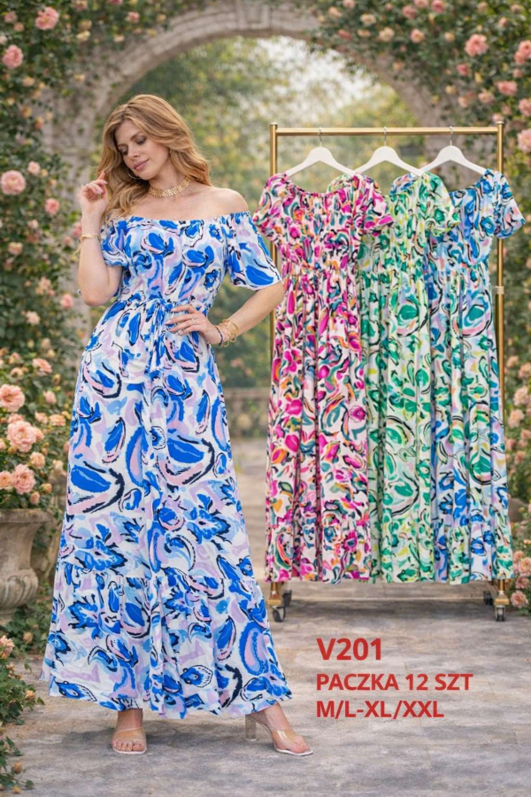 Sukienki damskie Roz M-2XL,  Mix Kolor .Paczka 12 szt 1
