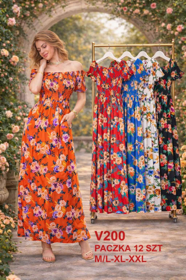 Sukienki damskie Roz M-2XL, Mix Kolor .Paczka 12 szt 1
