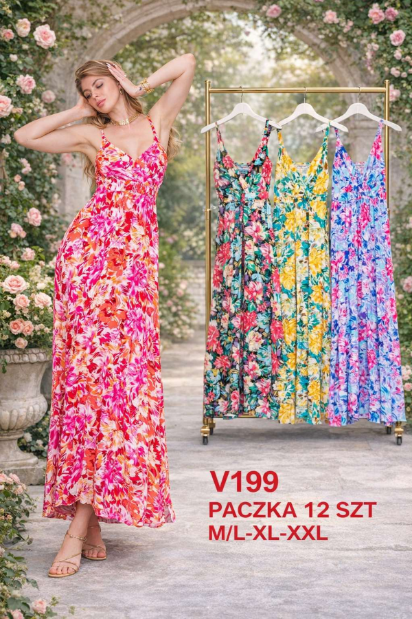Sukienki damskie Roz M-2XL, Mix Kolor .Paczka 12 szt