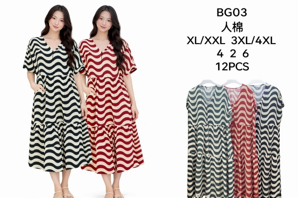 Sukienki damskie Roz XL-4XL, Mix Kolor .Paczka 12 szt 1