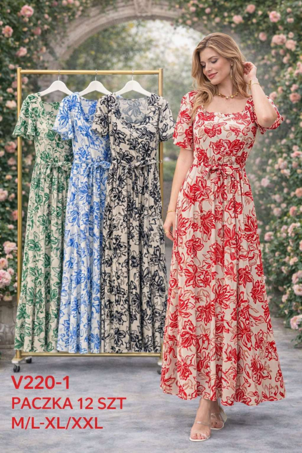 Sukienki damskie Roz M-2XL, Mix Kolor .Paczka 12 szt