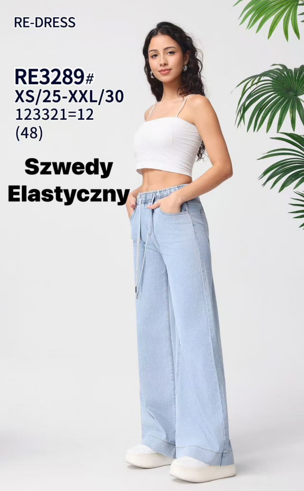 Spodnie damskie jeans Roz XS-XL, 1 Kolor .Paczka 12 szt