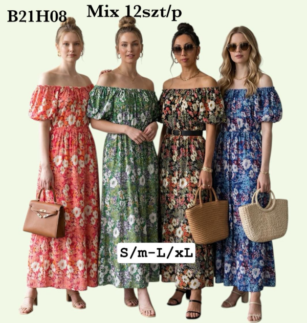 Sukienki damskie Roz S/M-L/XL , Mix kolor Paczka 12 szt