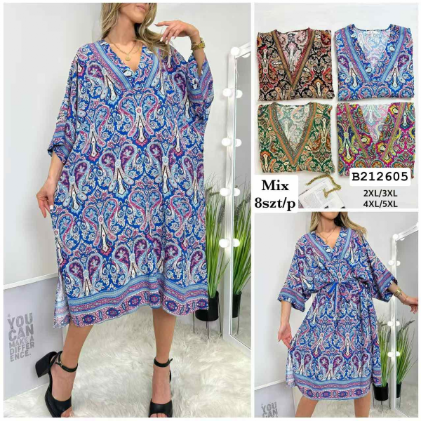 Sukienki damskie Roz 2XL-5XL, Mix kolor Paczka 8 szt