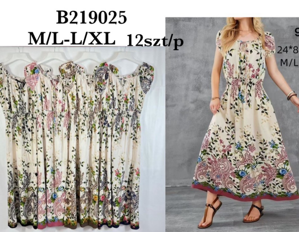 Sukienki damskie Roz M/L-L/XL , Mix kolor Paczka 12 szt