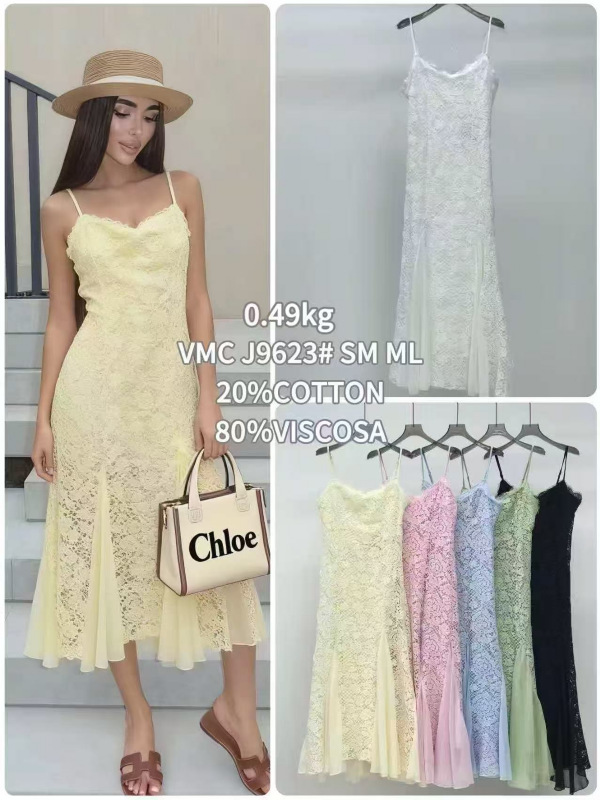 Sukienki damskie (Francja produkt) Roz S/M-M/L, Mix Kolor .Paczka 6 szt