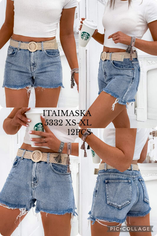 Szorty damskie jeansy Roz XS-XL, 1 Kolor Paczka 12 szt