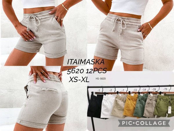 Szorty damskie jeansy Roz XS-XL, 1 Kolor Paczka 12 szt