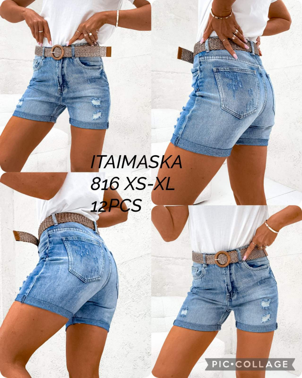 Szorty damskie jeansy Roz XS-XL, 1 Kolor Paczka 12 szt