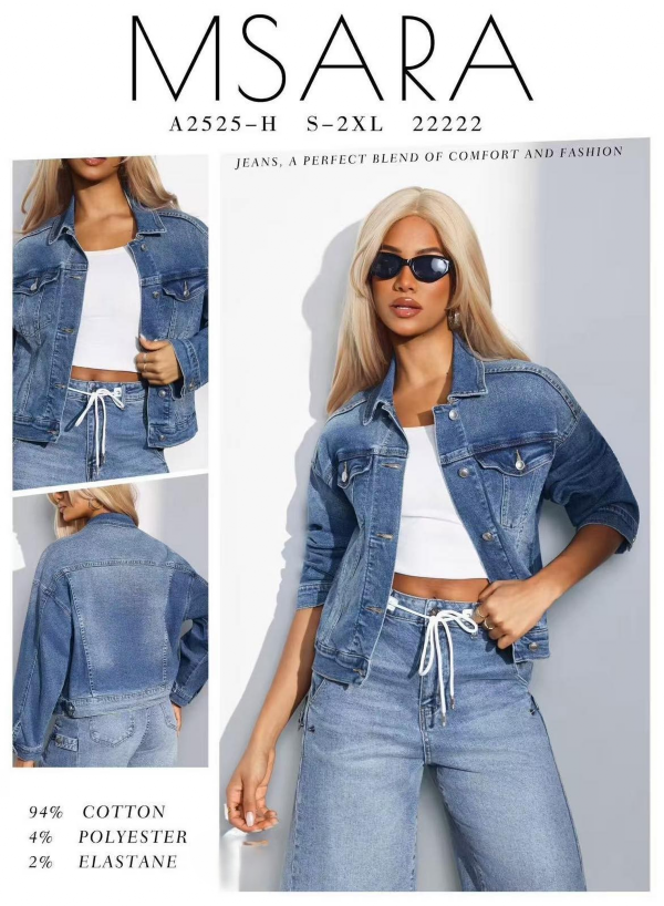 Kurtki damskie jeansy Roz S-2XL, 1 Kolor .Paczka 10 szt