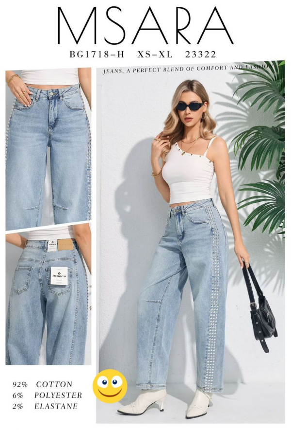 Spodnie damskie jeansy Roz XS-XL, 1 Kolor Paczka 12 szt