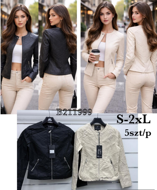 Kurtki damskie skórzana Roz S-2XL, 1 Kolor Paczka 6 szt
