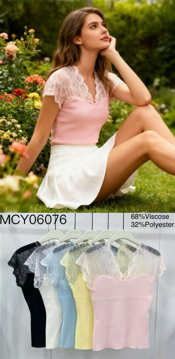 Bluzka damska (Francja produkt) Roz S/M-L/XL, Mix Kolor .Paczka 6 szt