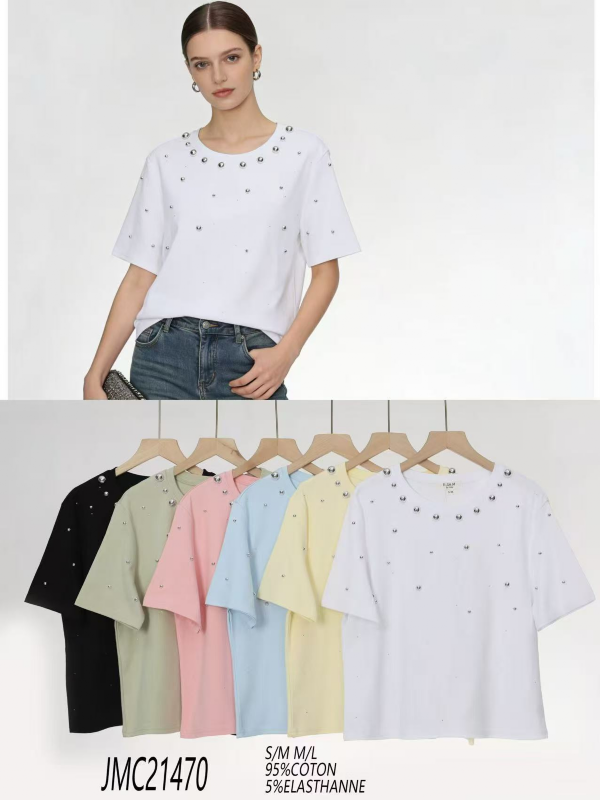 Bluzka damska (Francja produkt) Roz S/M-L/XL, Mix Kolor .Paczka 10 szt