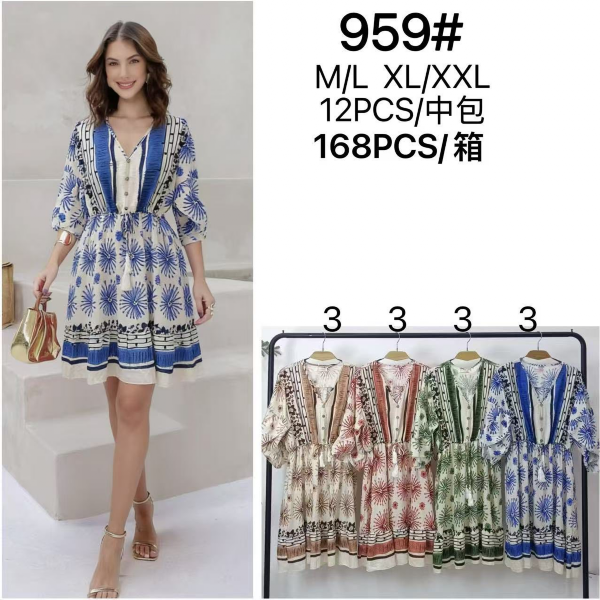 Sukienki damskie Roz M/L-XL-2XL,  Mix Kolor Paczka 12 szt