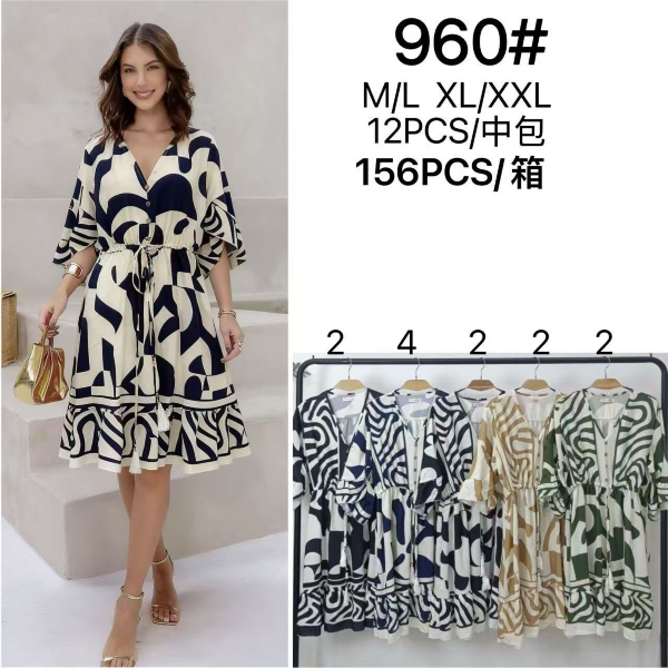 Sukienki damskie Roz M/L-XL-2XL,  Mix Kolor Paczka 12 szt