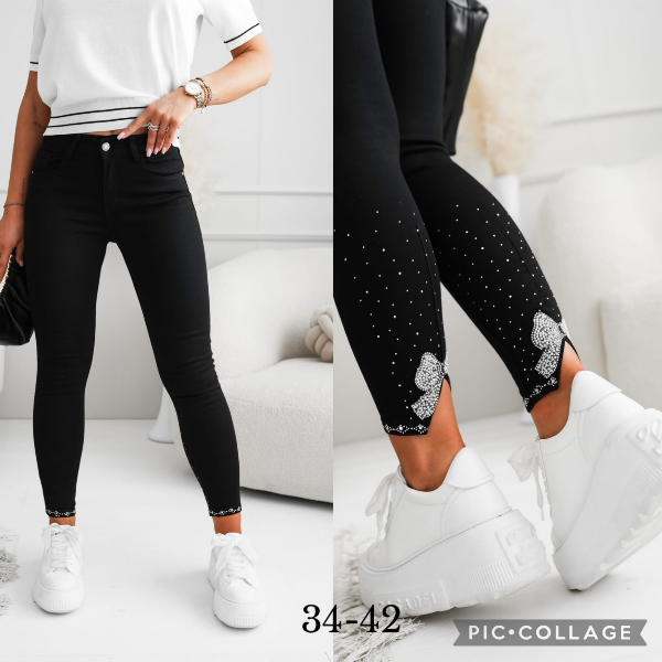 Spodnie damskie jeans Roz 34-42, 1 Kolor .Paczka 12 szt
