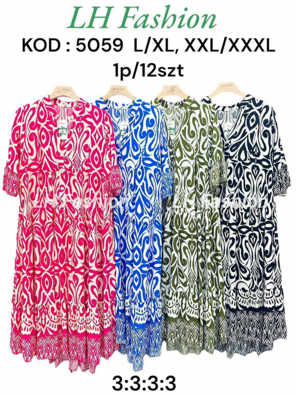 Sukienki damskie Roz L-2XL, Mix Kolor Paczka 12 szt