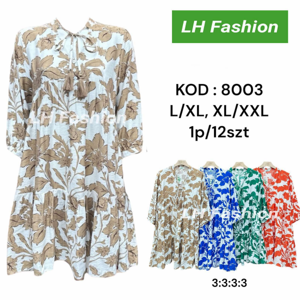 Sukienki damskie Roz L-2XL, Mix Kolor Paczka 12 szt