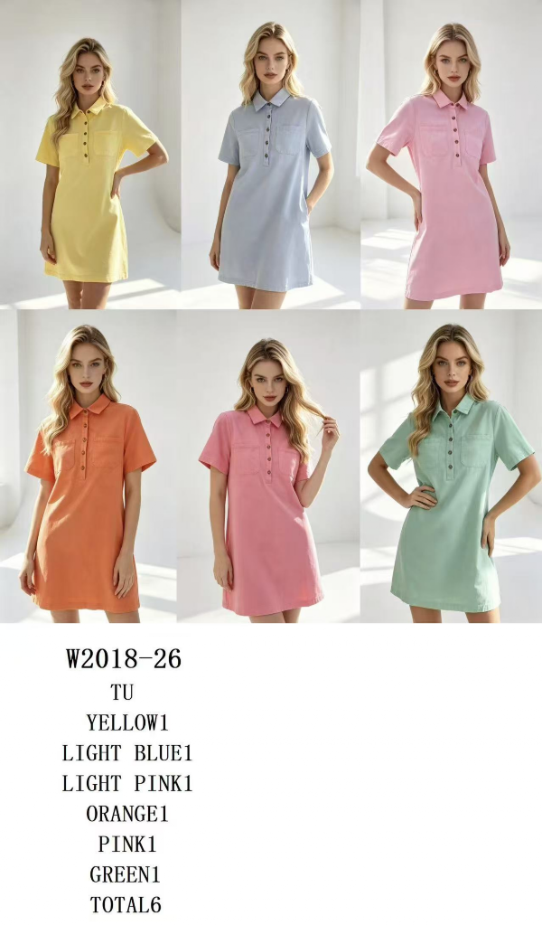 Sukienki damskie Roz Standard, Mix Kolor Paczka 6 szt