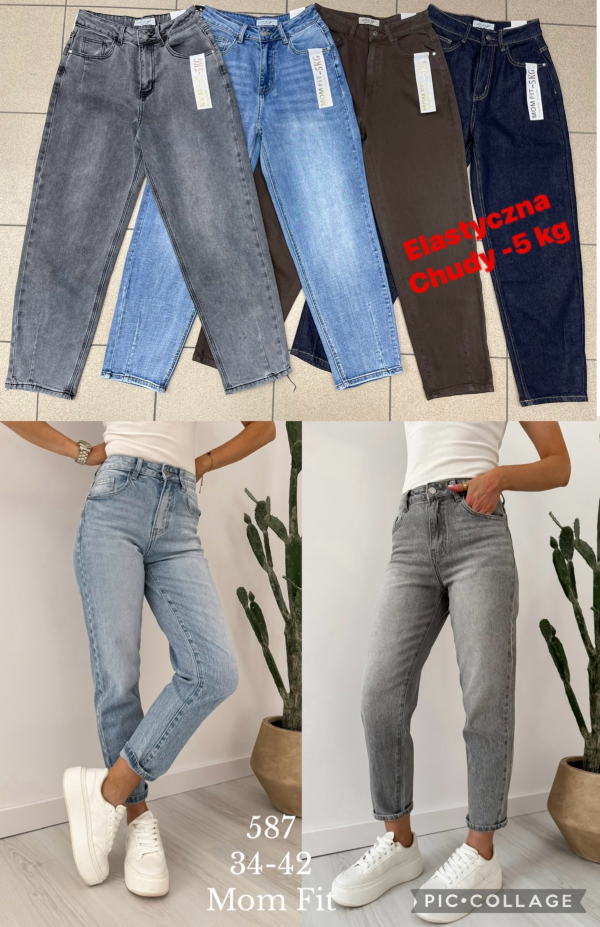 Spodnie damskie jeans Roz 34-42, 1 Kolor .Paczka 10 szt 1
