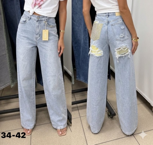 Spodnie damskie jeans Roz 34-42, 1 Kolor .Paczka 10 szt