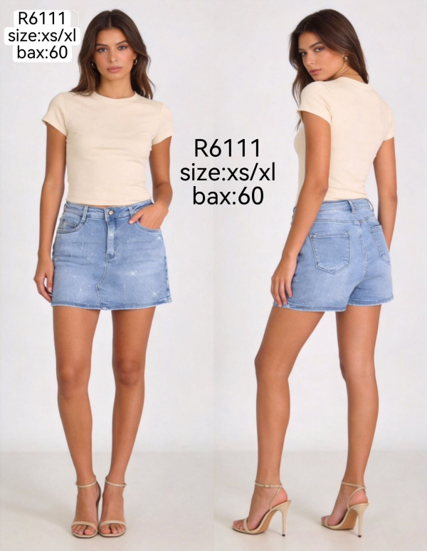Szorty damskie jeans Roz XS-XL, 1 Kolor Paczka 12 szt