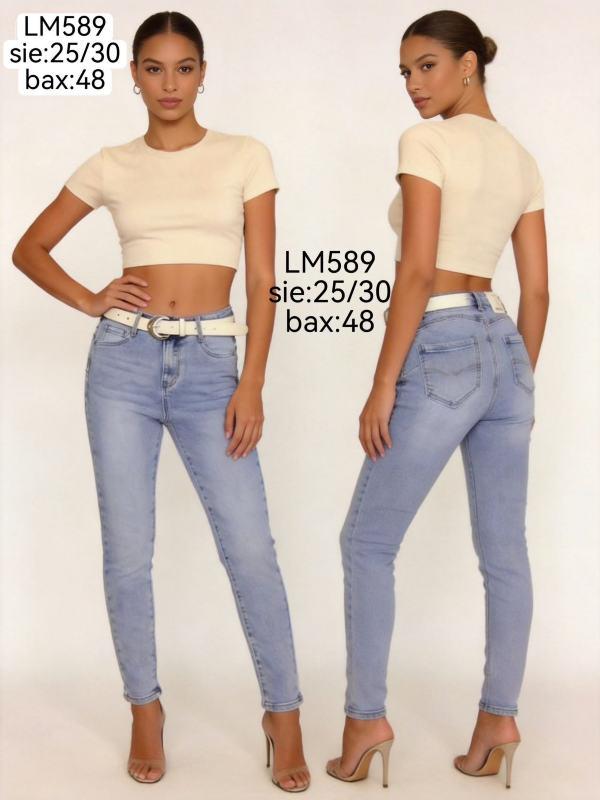 Spodnie damskie jeans Roz 25-30, 1 Kolor Paczka 12 szt