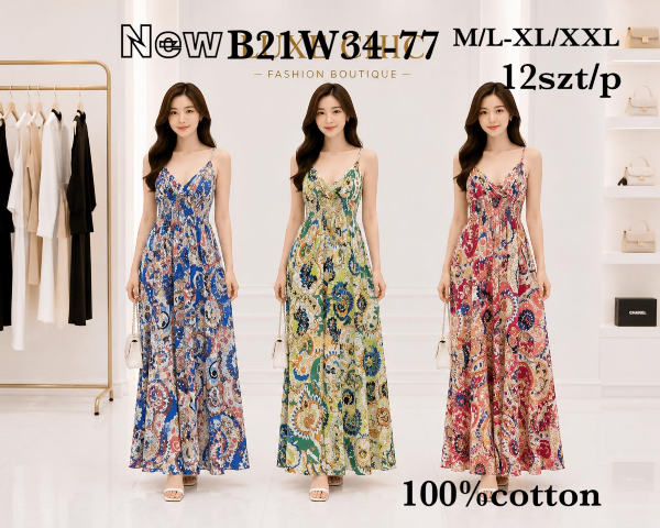 Sukienki damskie Roz M/L-XL-2XL, Mix Kolor Paczka 12 szt