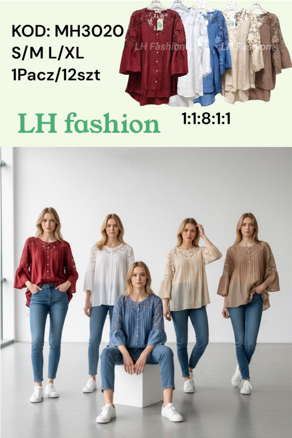 Bluzki damskie Roz S/M-L/XL, Mix Kolor Paczka 12 szt