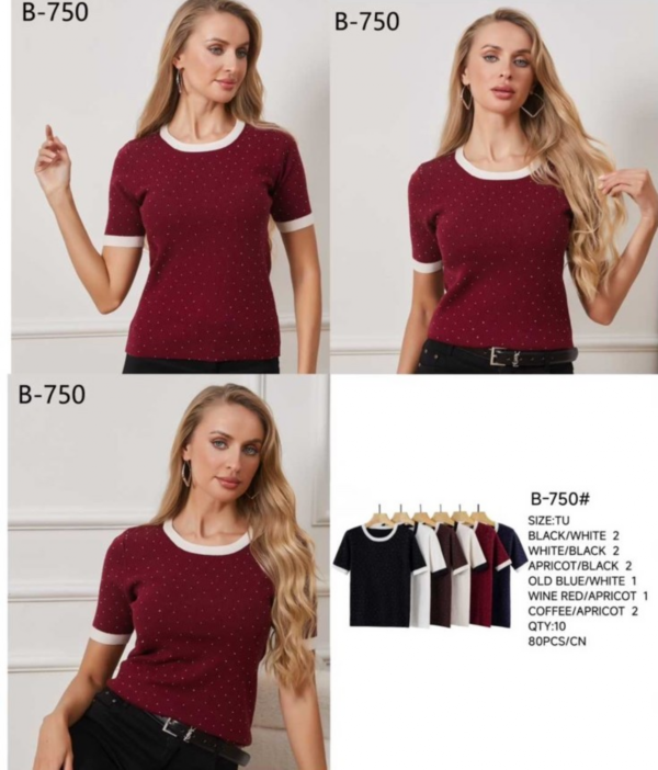 Bluzki damskie Roz Standard, Mix Kolor Paczka 12 szt