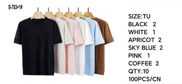 Bluzki damskie Roz Standard, Mix Kolor Paczka 12 szt