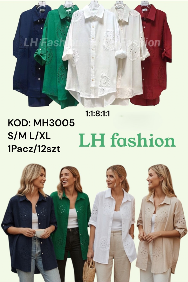 Koszule damskie Roz S/M-L/XL, Mix Kolor Paczka 12 szt