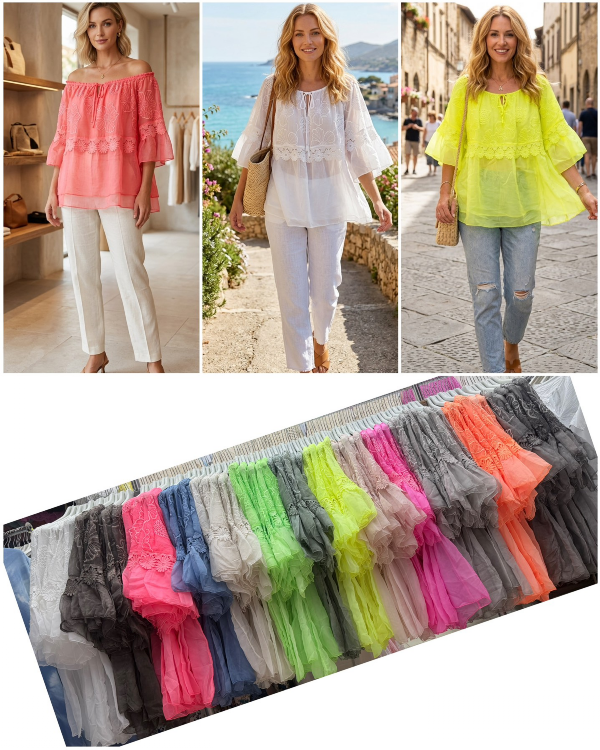 Bluzki damskie (Włoskie produkt) Roz Standard, Mix Kolor Paczka 5 szt