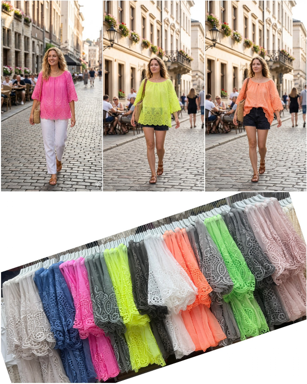 Bluzki damskie (Włoskie produkt) Roz Standard, Mix Kolor Paczka 5 szt