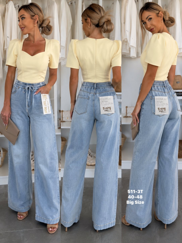 Spodnie damskie jeans Roz 40-48, 1 Kolor Paczka 12 szt