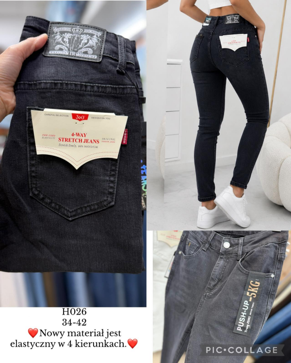 Spodnie damskie jeans Roz 34-42, 1 Kolor Paczka 12 szt