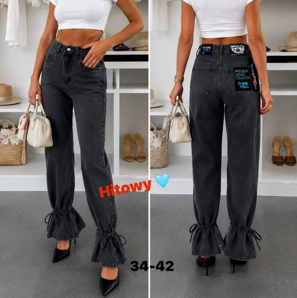 Spodnie damskie jeans Roz 34-42, 1 Kolor Paczka 12 szt